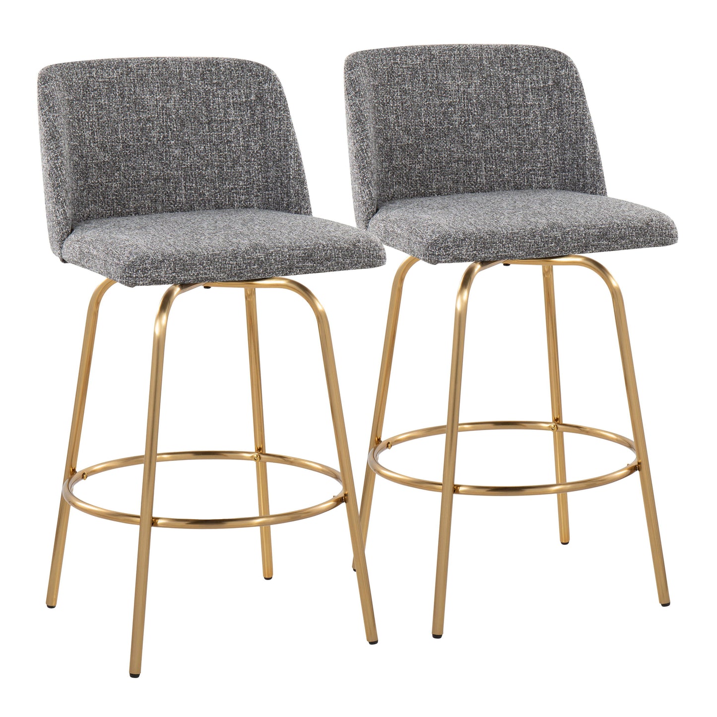 Toriano - Contemporary, Fixed Height Counter Stool With Swivel With Round Footrest (Set of 2)