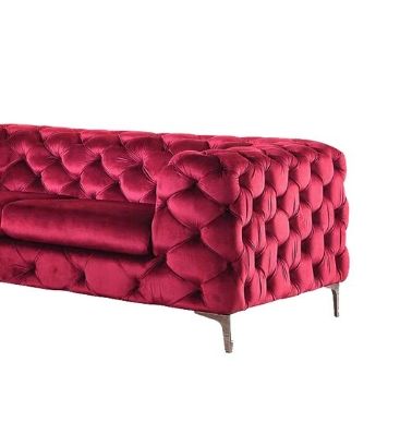 Adam - Velvet Loveseat - Red