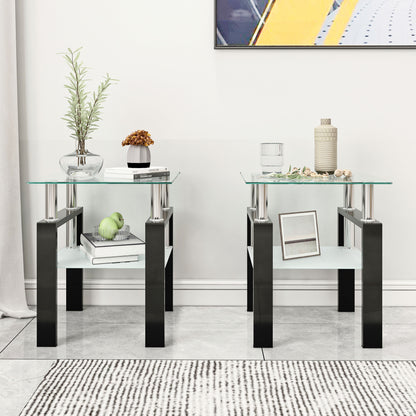 Modern Tempered Glass Tea Table, End Square Table For Living Room