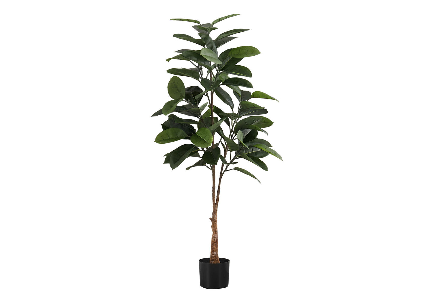 52" Tall, Artificial Plant, Rubber Tree, Indoor, Faux, Fake, Floor, Greenery, Potted, Real Touch, Decorative - Green / Black