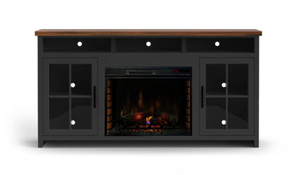 Essex - Fireplace TV Stand Console For TVs Up To 85" - Black, Whiskey