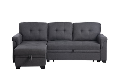 Lucca - Linen Reversible Sleeper Sectional Sofa With Storage Chaise