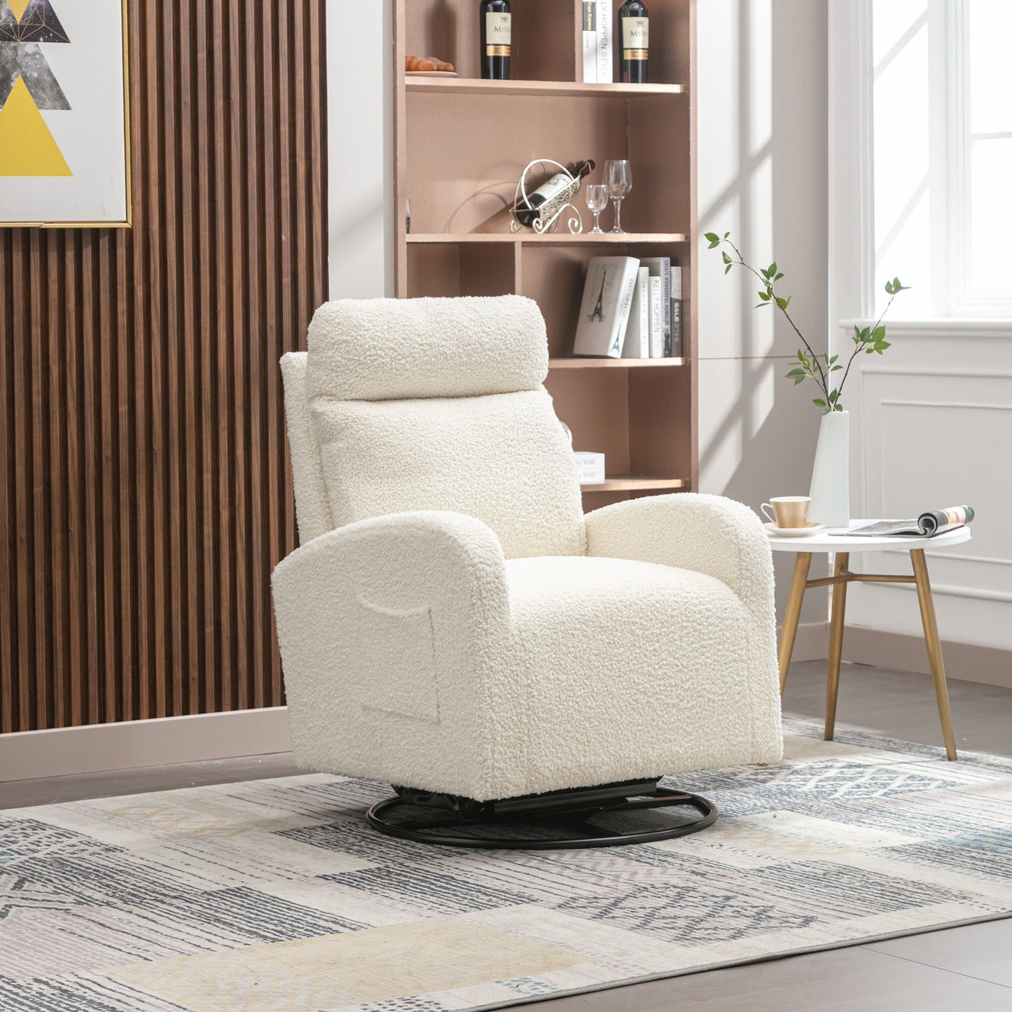 Jiada - Upholstered Swivel Glider Rocking Chair For Nursery Modern Style One Left Bag