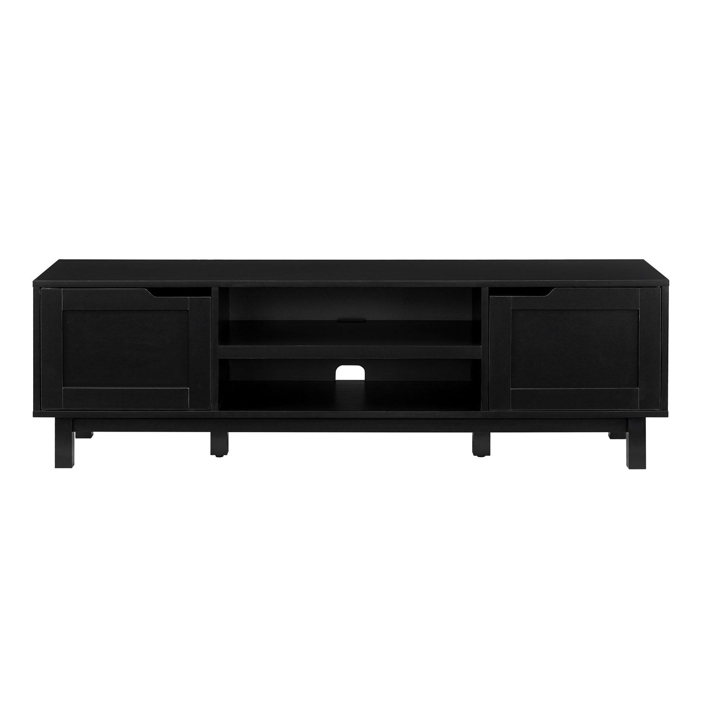 Modern 2 Door Open Storage TV Stand For TVs Up To 65" - Solid Black