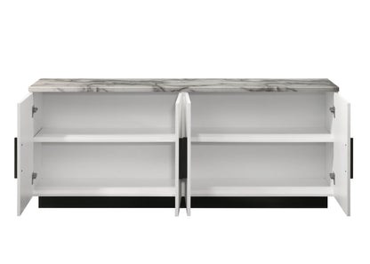 Matilda - Cabinet Console Table With White Faux Marble Top - White