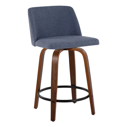 Toriano - Mid Century Modern, Fixed Height Counter Stool & Swivel And Round Footrest (Set of 2)