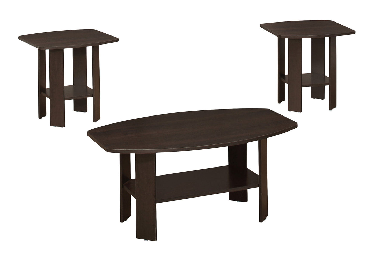 Table Set: Coffee, End, Side, Accent, Living Room, Transitional (Set of 3) - Espresso