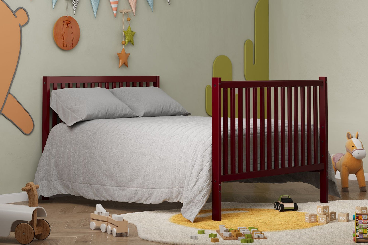 Crib 5 In 1 Convertible, Converts From Baby Crib To Toddler Bed, Fits Standard Full Size Crib Mattress