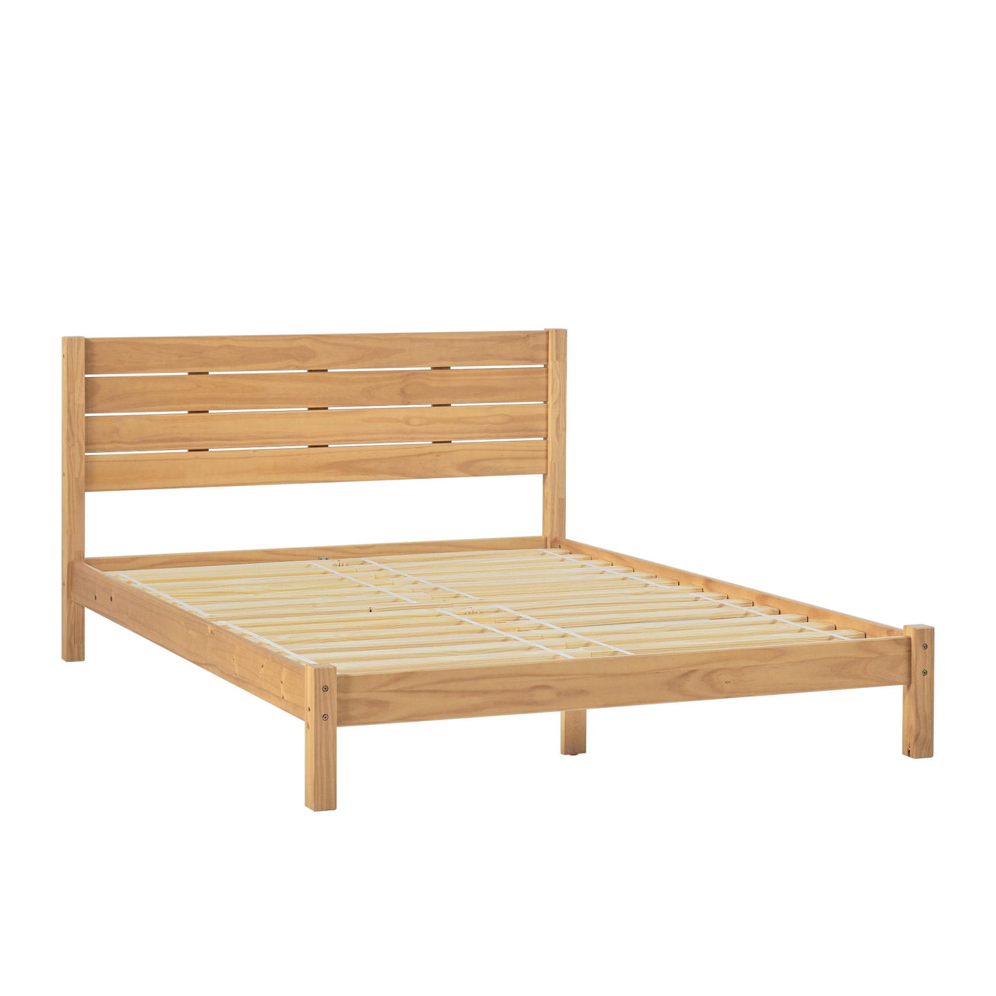 Queen Bed Frame Modern Minimalist Boho - Natural Pine