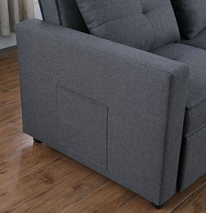 Zoey - Linen Convertible Sleeper Sofa With Side Pocket