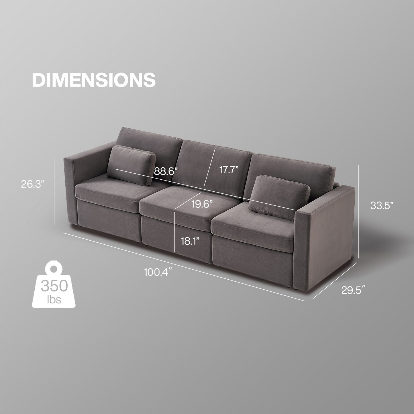 3 Seats Modern U-Shape Sectional Sofa, Oversized Upholstery Chaise Couch With Storage Ottomans For Living Room / Loft / Apartment / Office