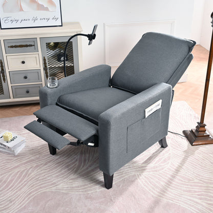 Recliner Chairs For Adults, Adjustable Recliner Sofa With Mobile Phone Holder & Cup Holder, Modern Reclining Chairs Fabric Push Back Recliner Chairs For Living Room, Bedroom