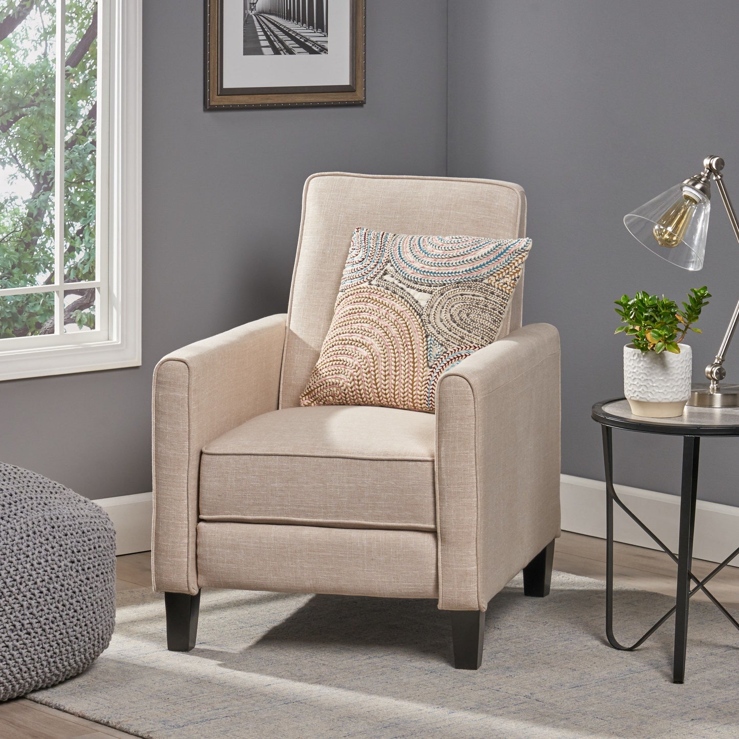 Linen Push Back Chair For Elegant Home