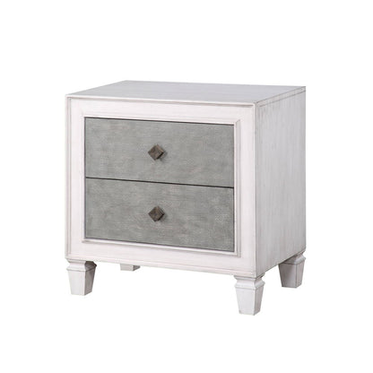 Katia - Weathered Night Stand - Gray / White