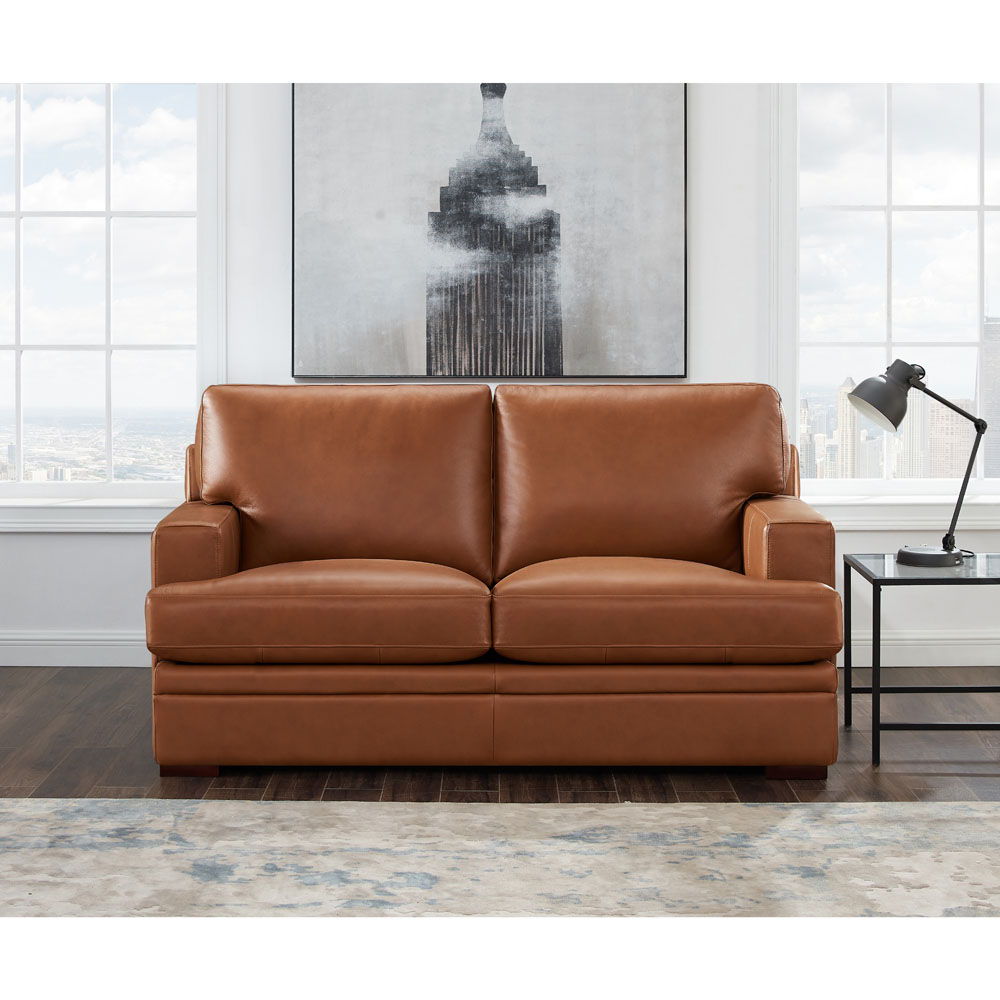 Georgia - Leather Loveseat - Chestnut