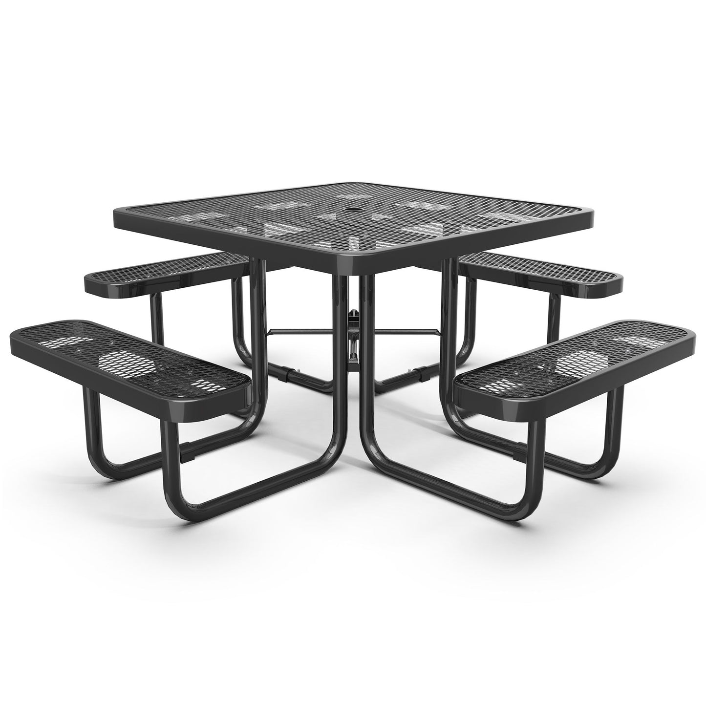 Square Outdoor Picnic Table With Umbrella Pole