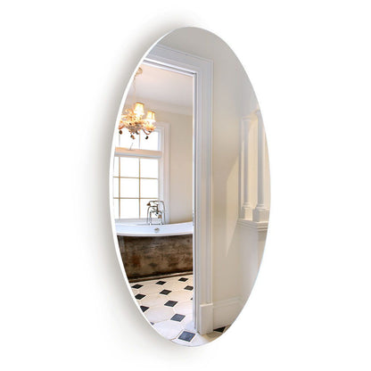 Frameless Beveled Wall Mounted Bathroom Mirror, Hd Makeup Mirror, Round Mirror - White