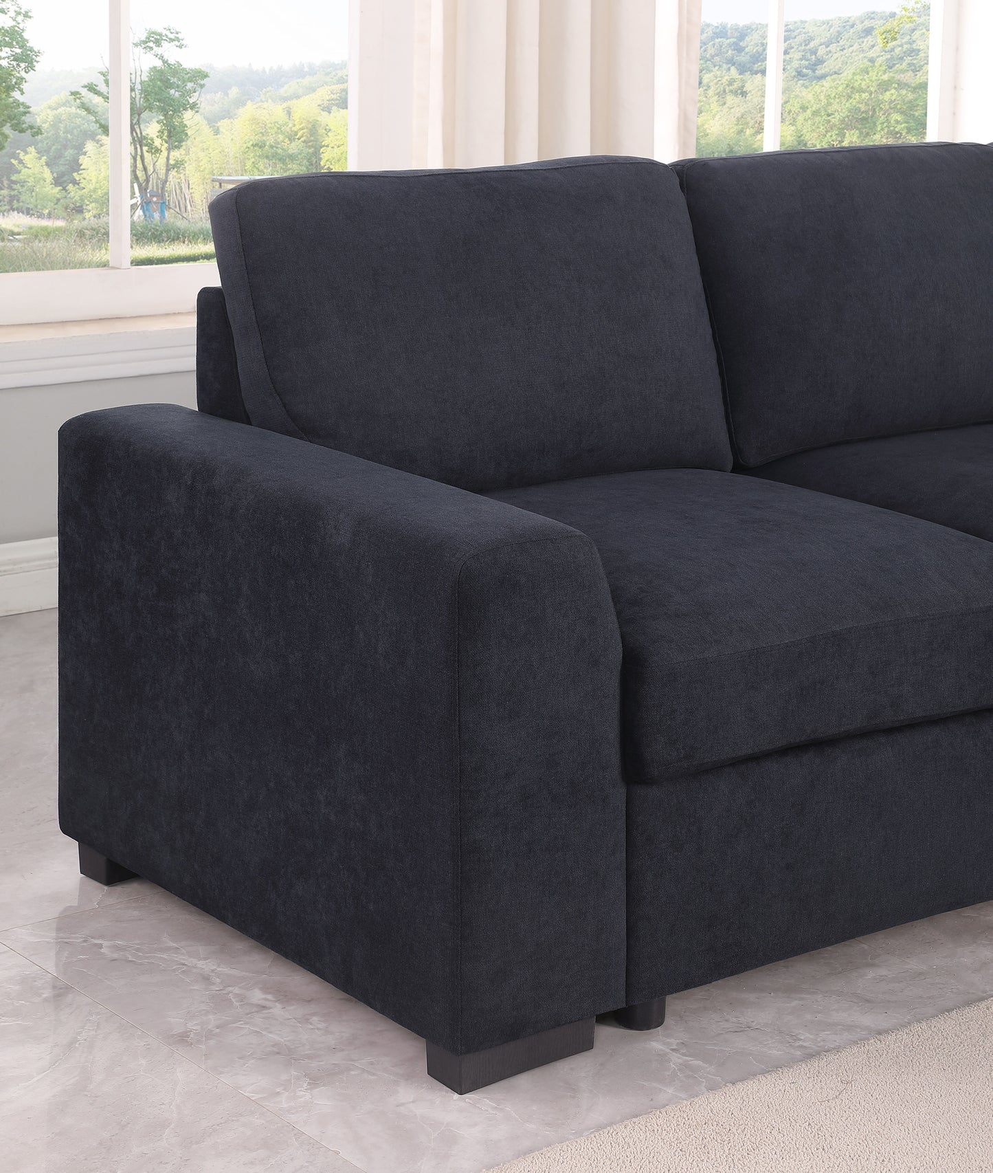 Selene II - Woven Fabric Sleeper Sectional Sofa With Right Facing Storage Chaise - Dark Gray