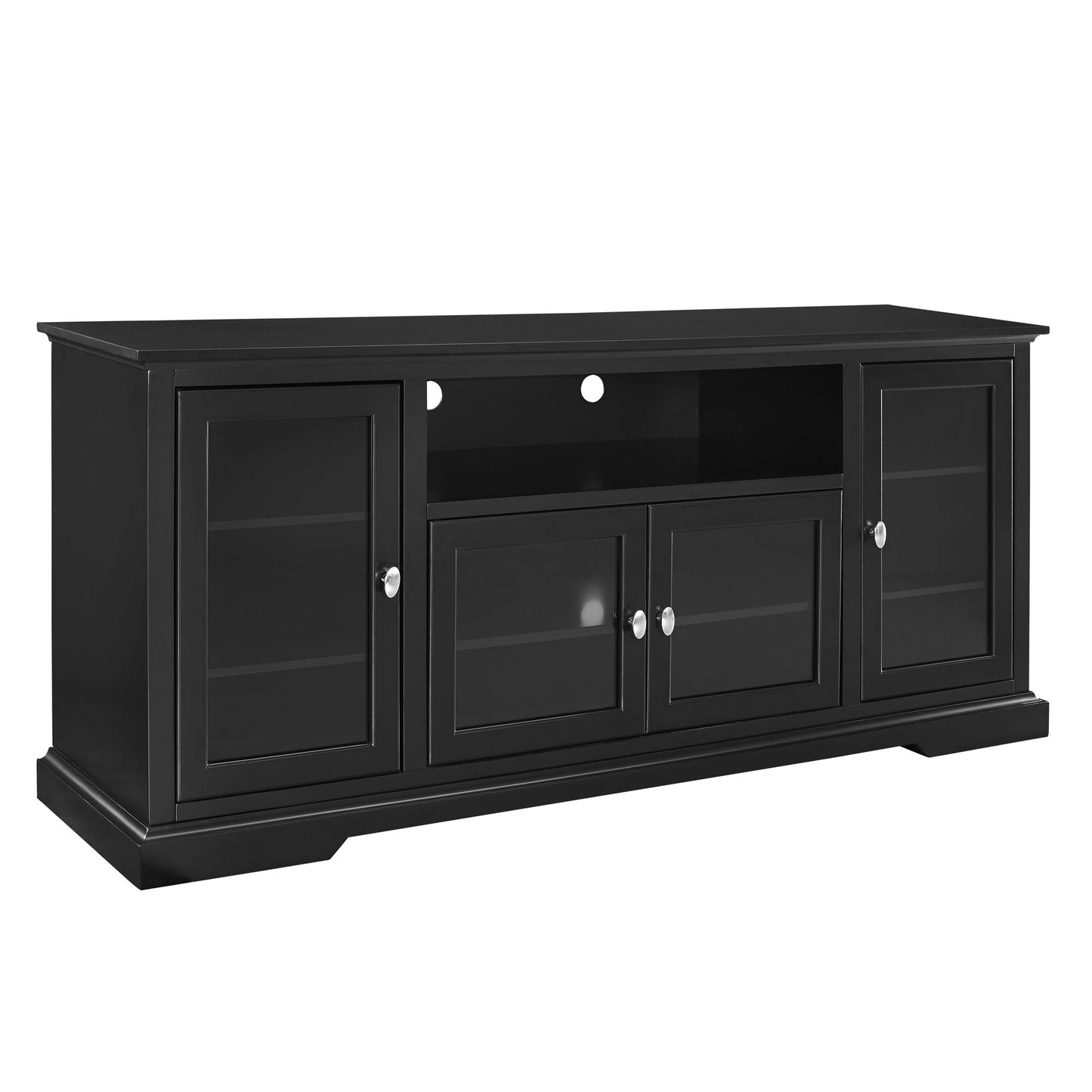 Transitional Classic 70" TV Stand For 80" TVs With 4 Glass Doors