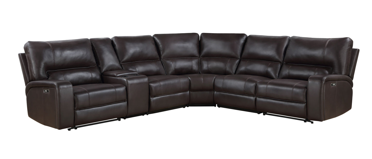 Saul - Power Recliner Sectional Sofa With USB Port Cupholder Console