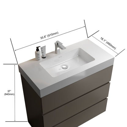 Alice - Bathroom Vanity With Sink, Large Storage Freestanding Bathroom Vanity For Modern Bathroom, One-Piece Sink Basin Without Drain And Faucet