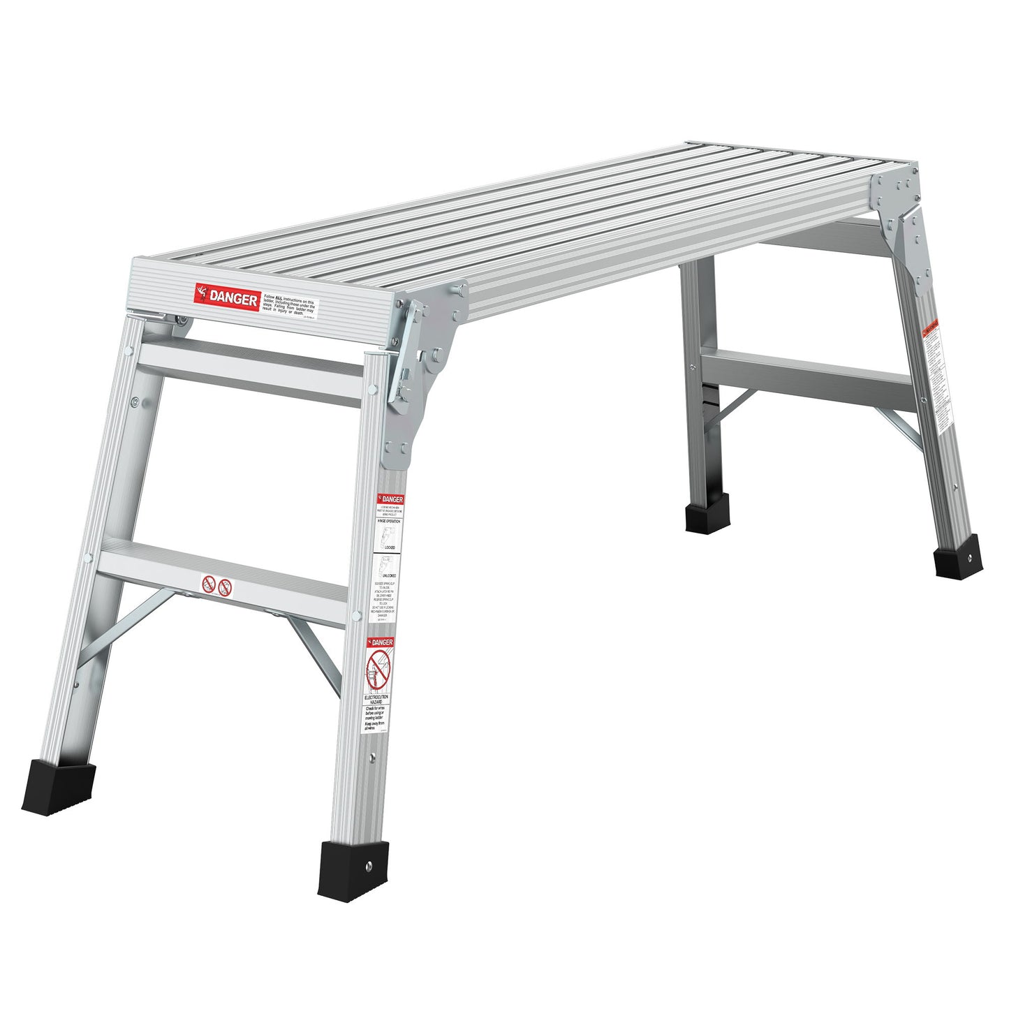 Work Platform Aluminum Portable Bench Folding Ladder Ansi Capacity 225 Lbs 40" - Gray