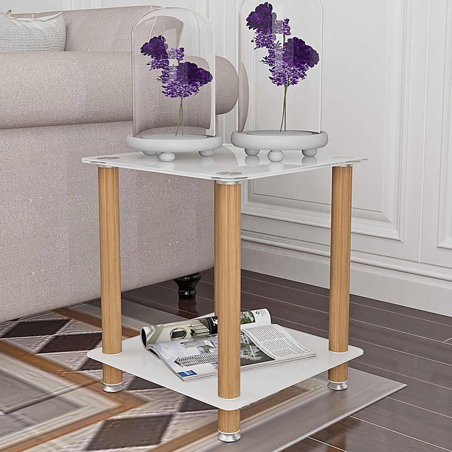 Side Table, 2 Tier Space End Table, Modern Night Stand, Sofa Table, Side Table With Storage Shelve