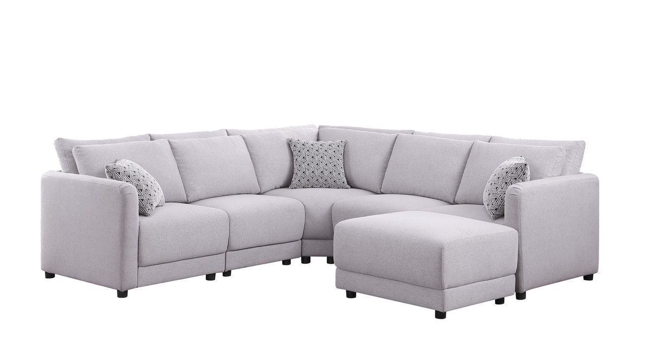 Penelope - Fabric Reversible Modular Sectional Sofa With Ottoman And Pillows