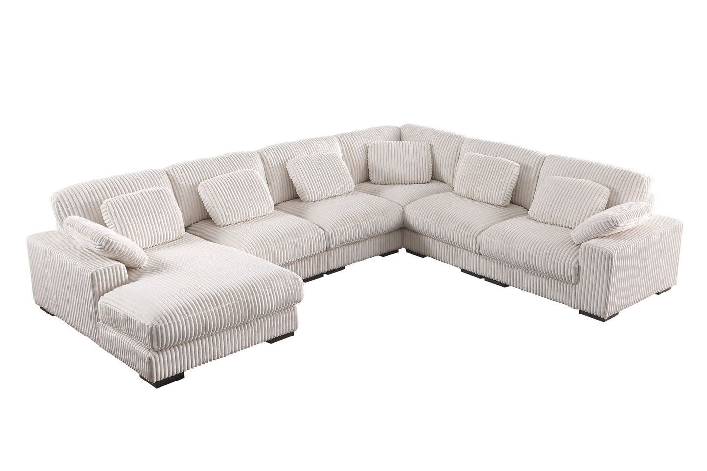 Nadine - Beige Corduroy Corner Sectional Sofa With Left Facing Chaise