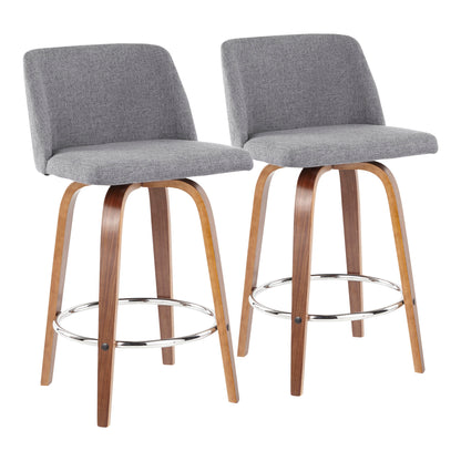 Toriano - Mid-Century Modern Fixed Height Counter Stool With Round Footrest (Set of 2)