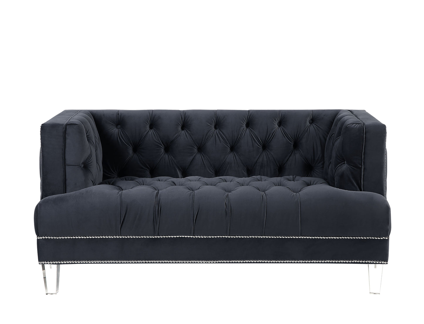 Ansario - Velvet Loveseat - Charcoal