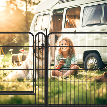 108.27" 16 Panels Heavy Duty Metal Playpen With Door, Dog Fence Pet Exercise Pen For Outdoor - Black