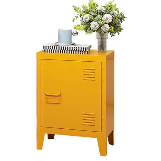 Modern Nightstand Durable Metal Bedside Storage Cabinet With Shelf, End Side Table For Living Room And Bedroom - Yellow