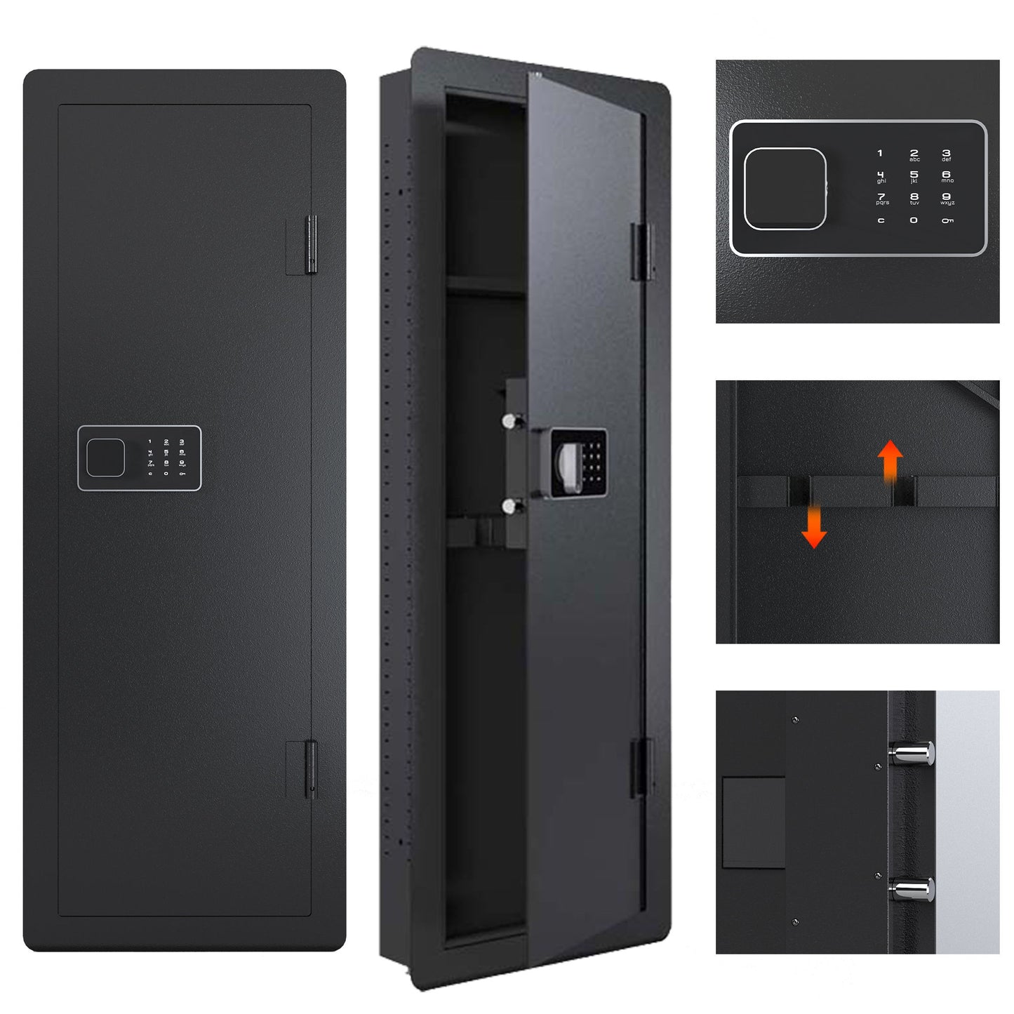 Wall Gun Safe, Gun Safes For Home, Gun Safes & Cabinets, Wall Safes Between The Studs, Quick Access Rifle Safe With Removable Shelf And Digital Keypad