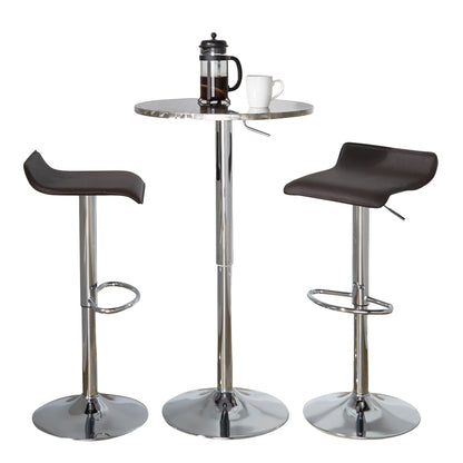 Ale - 3 Piece Bar Set Bistro Round Contemporary Adjustable Oval Footrest