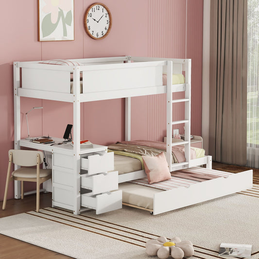 Bunk Bed With Twin Size Trundle, Storage And Desk