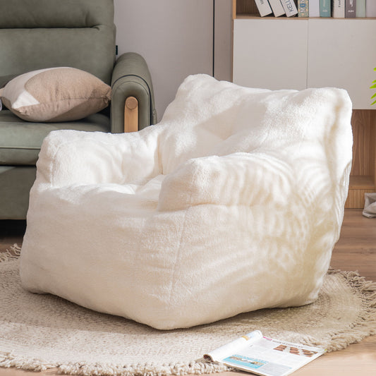 Soft Teddy Fabric Tufted Foam Bean Bag Chair With Teddy Fabric