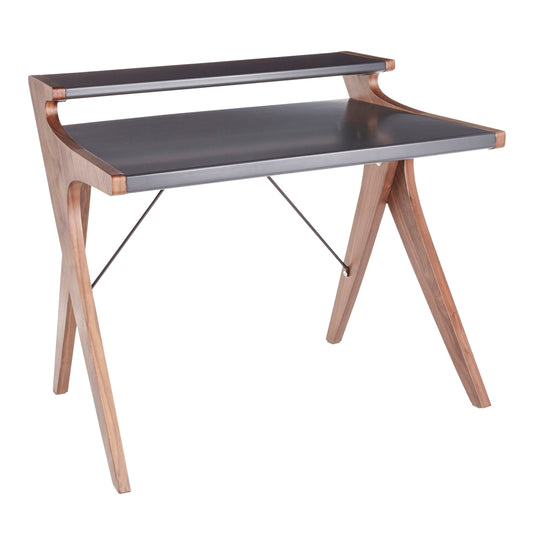 Archer - Contemporary Desk - Walnut / Gray