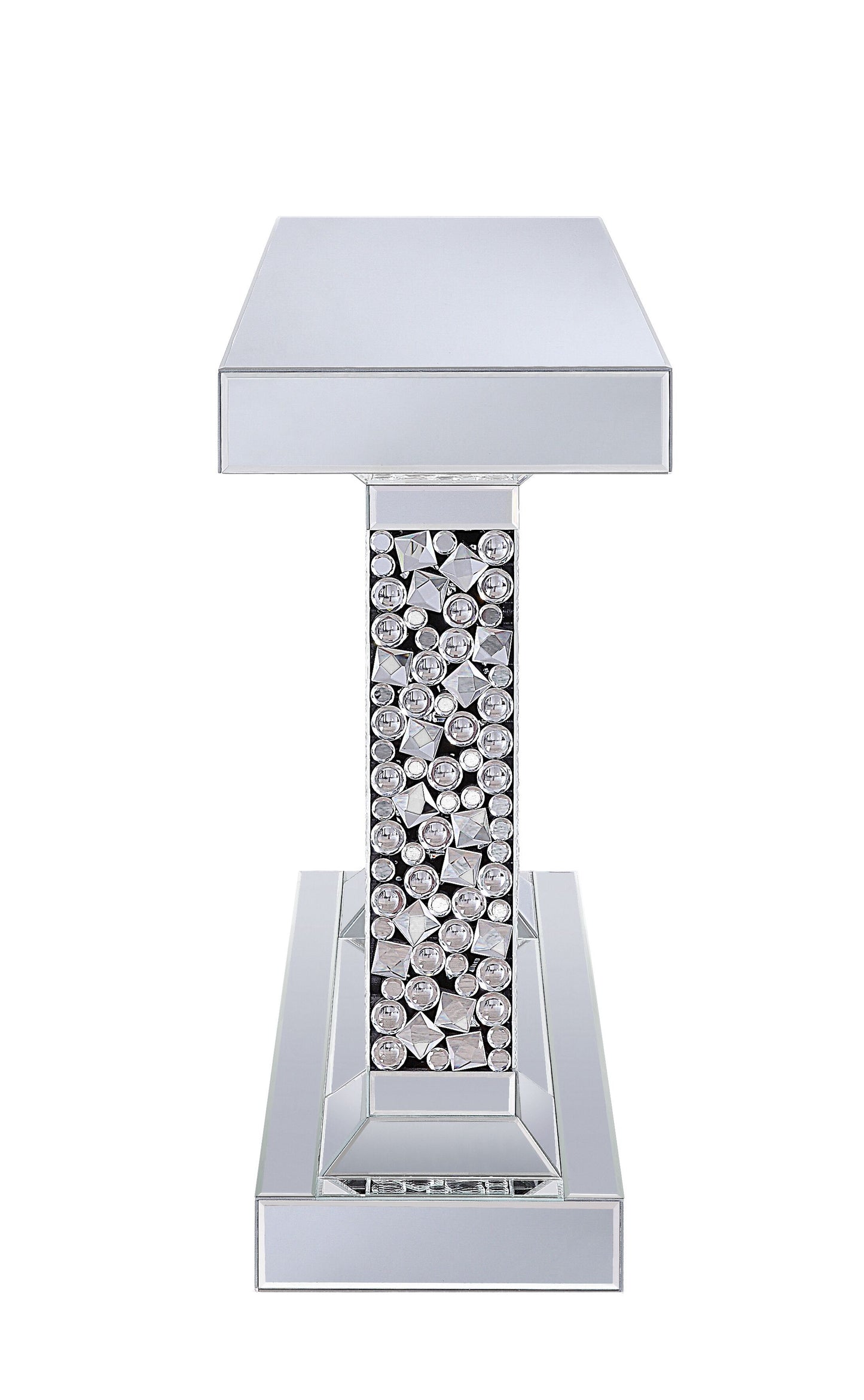 Lachina - Glam Mirrored Faux Gems Console Table - Silver