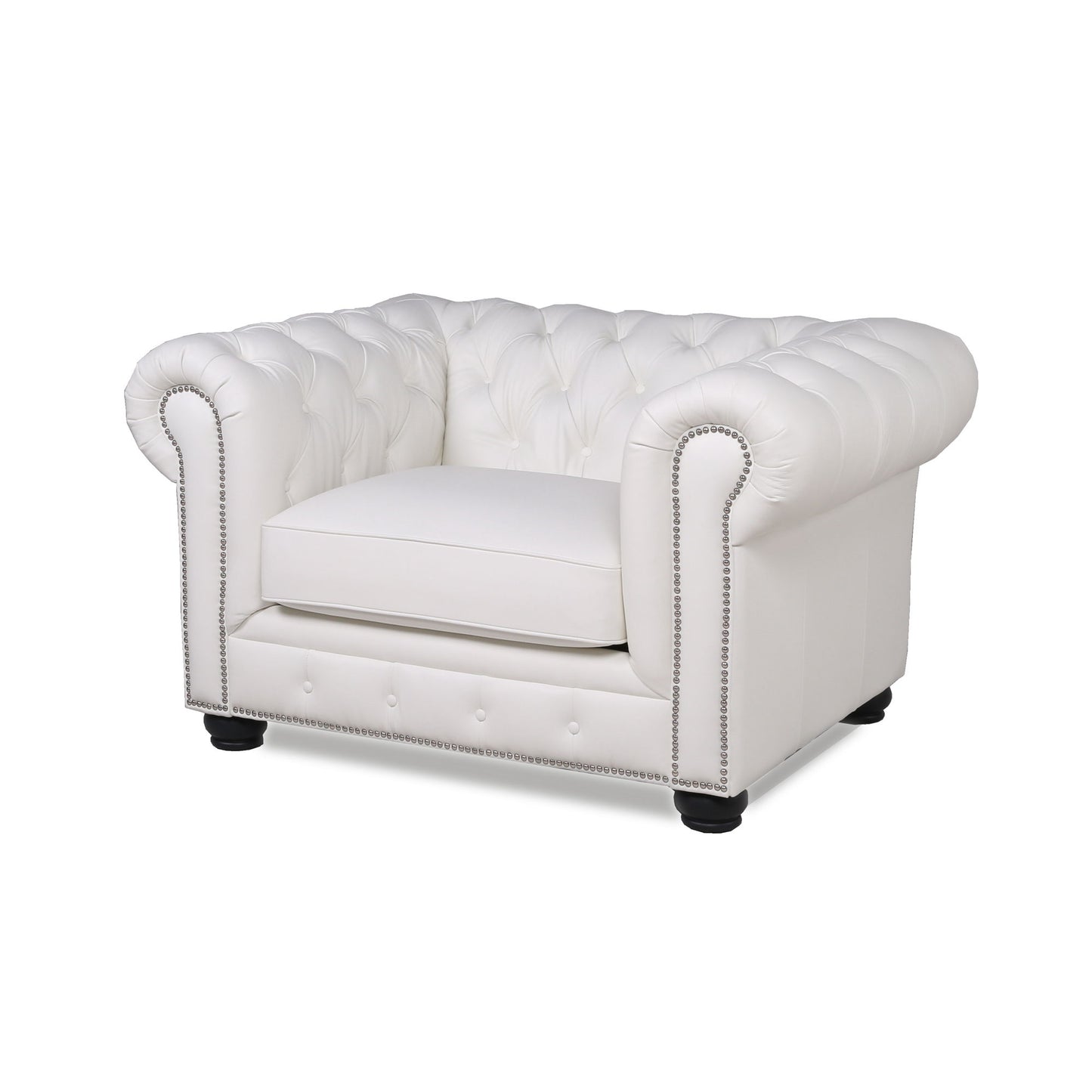 Traditional Tufted Leather Chesterfield Nailhead Chair