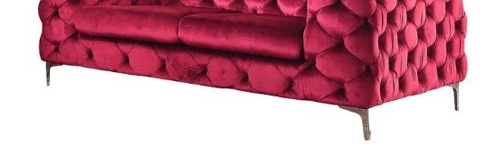 Adam - Velvet Loveseat - Red