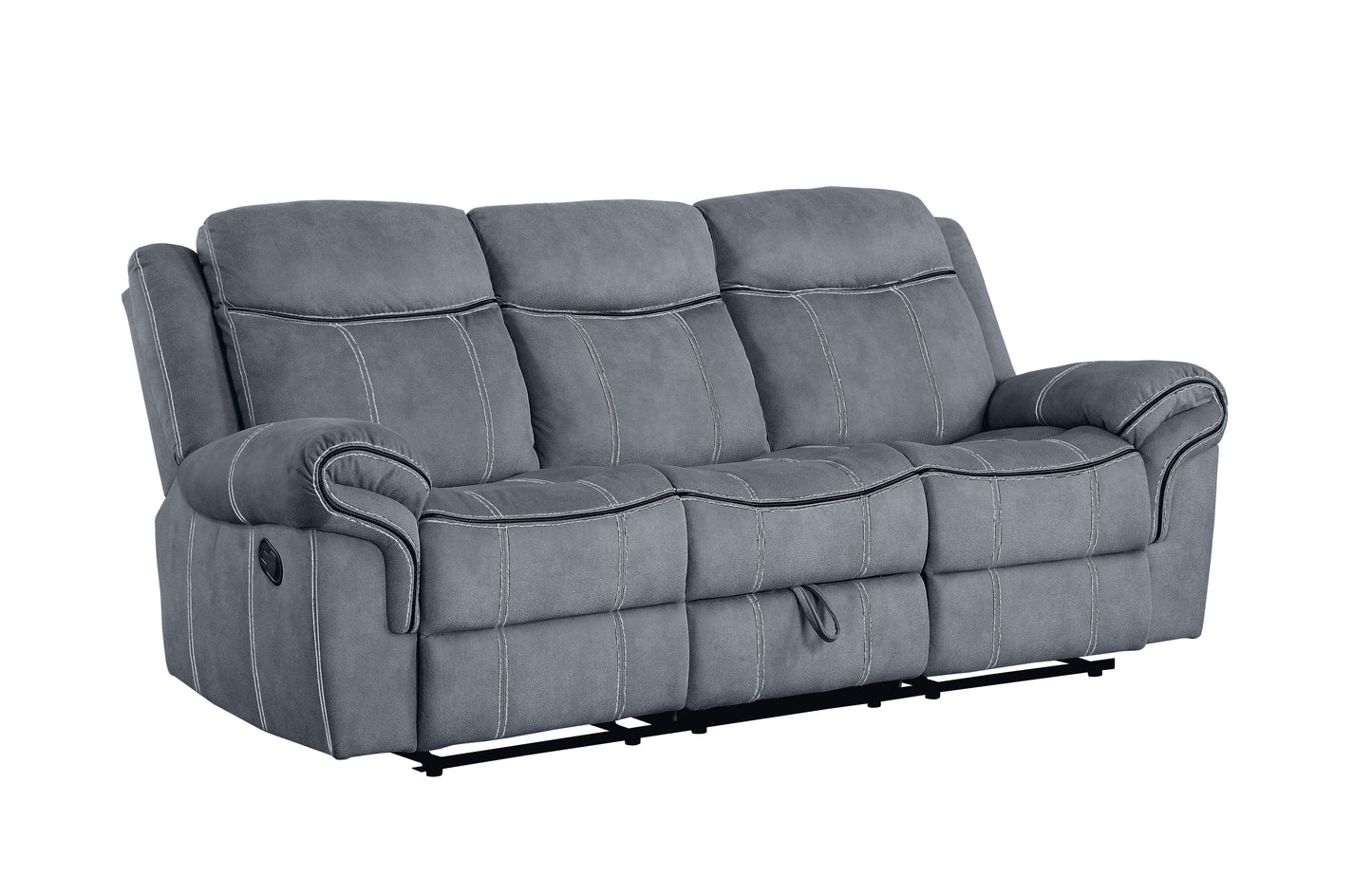 Zubaida - Two Tone Velvet Recliner Sofa With USB Port Drop Down Table