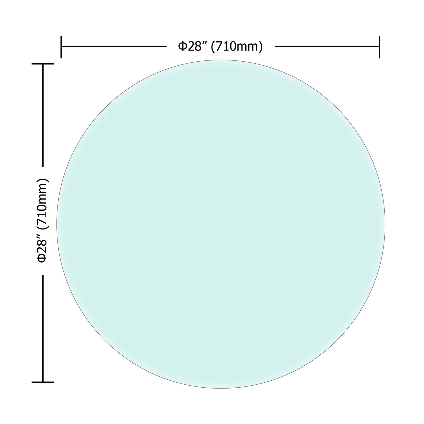 28" Round Tempered Glass Table Top Clear Glass Thick Beveled Polished Edge