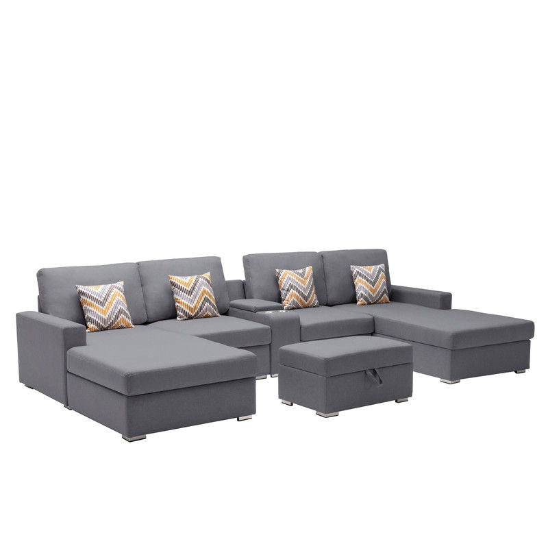 Nolan - Fabric 6 Piece Sectional Sofa With Pillows And Interchangeable Legs