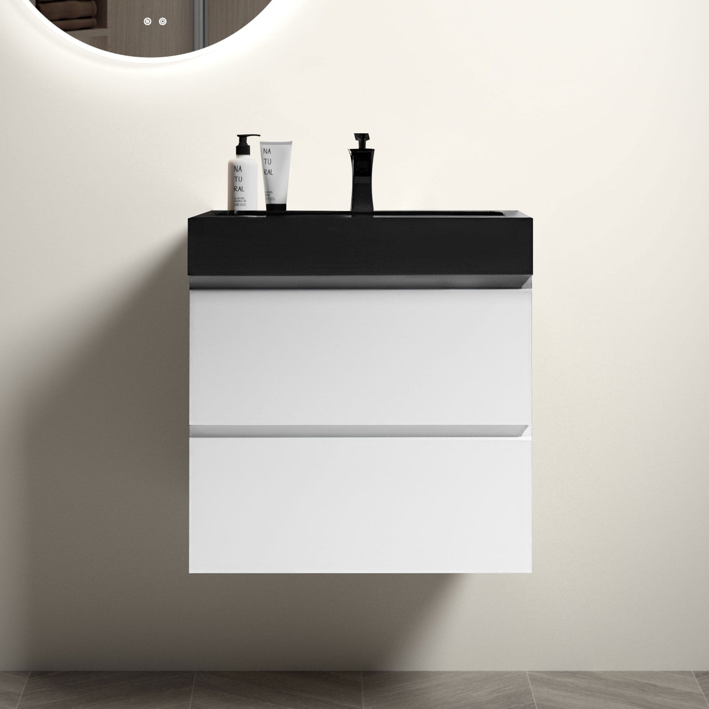 Alice - Bathroom Vanity With Large Storage, Sink Wall Mounted Floating Bathroom Vanity For Modern Bathroom, One-Piece Sink Basin Without Drain And Faucet