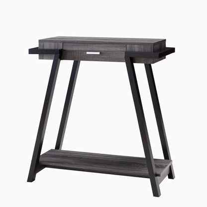 Modern Hallway Display Table With Drawer & Bottom Shelve - Distressed Gray / Black