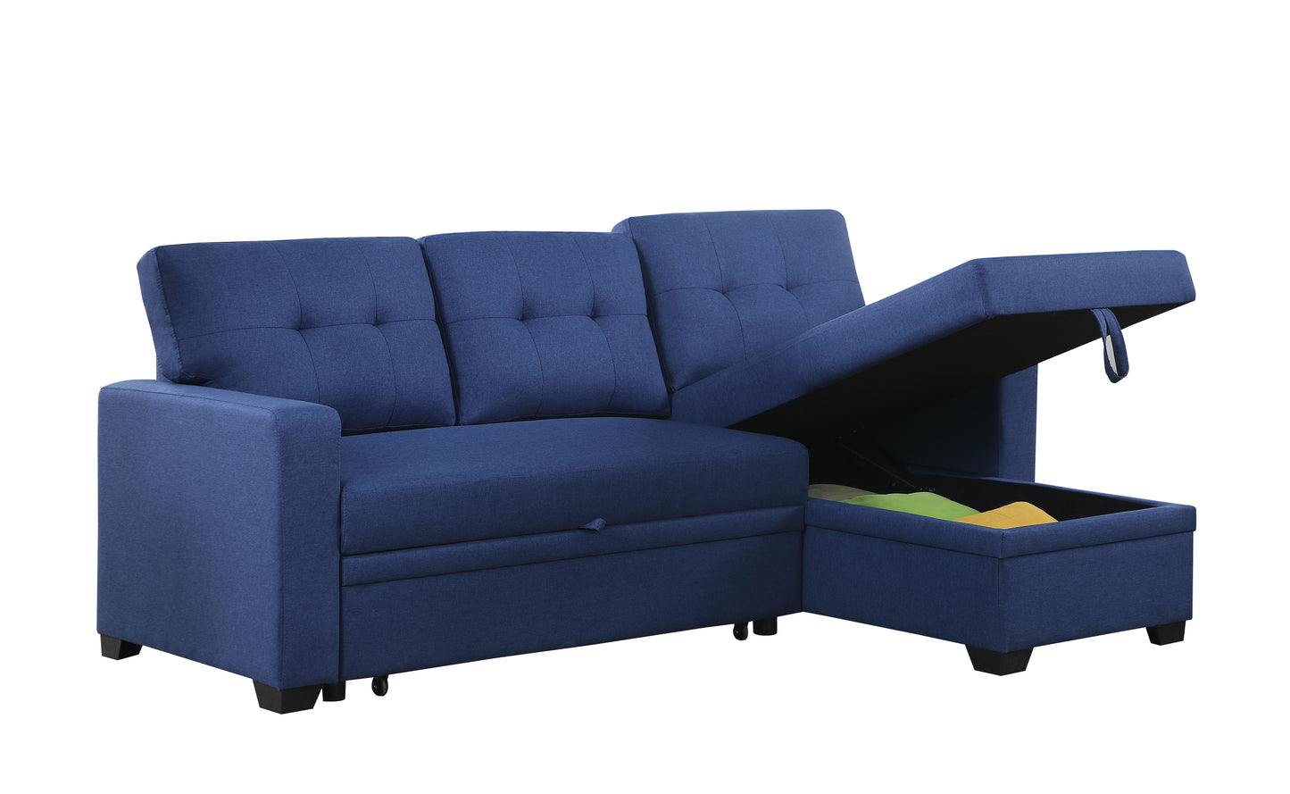 Upholstered Pull Out Sectional Sofa With Chaise