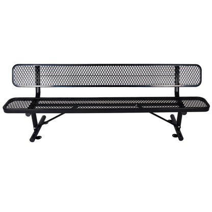 6' Outdoor Steel Bench With Backrest