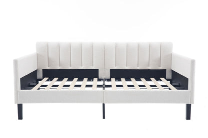 Elena - Boucle Upholstered Daybed, Ribbed Tufted Backrest