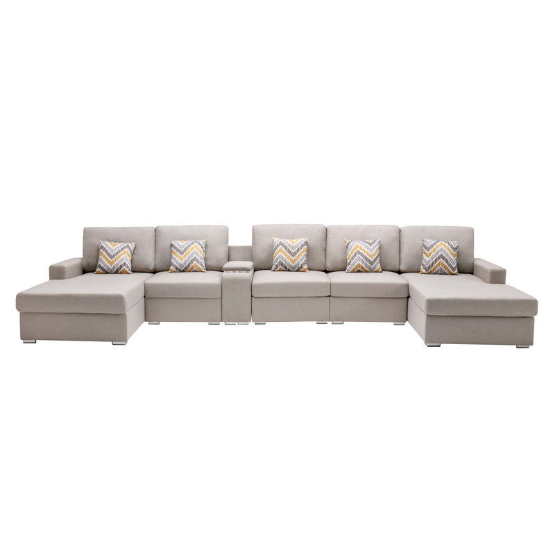 Nolan - Fabric 6 Piece Sectional Sofa With Pillows And Interchangeable Legs